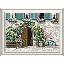 Joy Sunday Gate Courtyard Chinese Cross Stitch Kits Ecological Cotton Clear Stamped Printed 11CT DIY Wedding Decoration For Home 2024 - buy cheap