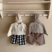 Детские рубашки для мальчиков и девочек, детские рубашки с длинным рукавом, клетчатые двухслойные рубашки из пряжи, белая детская одежда, осень 2021 2024 - купить недорого