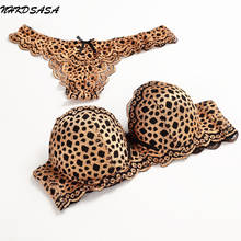 NHKDSASA-Conjunto de sujetador de leopardo para mujer, ropa interior Sexy, Tanga de encaje con realce, bragas de lujo, 80 95BC 2024 - compra barato