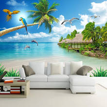 Papel pintado con foto 3D personalizado, cielo azul, nubes blancas, playa, arena, paisaje marino, Gran Mural, sala de estar, pared del dormitorio, pintura decorativa 2024 - compra barato