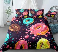 Juego de funda nórdica de Donuts para niños y niñas, ropa de cama de color rosa Chocolate limón azul menta, edredón de comida, juego de cama de matrimonio, envío directo 2024 - compra barato