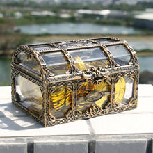 Прозрачная Пиратская коробка в стиле ретро, легкая пластиковая коробка для сокровищ, прозрачная коробка для пиратов, золотая коробка для хранения монет, чехол, контейнер для ювелирных изделий 2024 - купить недорого