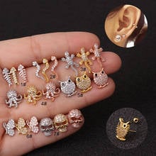 1PCS 20G Cool Animal Stainless Steel Earring Stud Cz Ear Cartilage Helix Screw Back Tragus Rook Piercing Jewelry 2024 - buy cheap