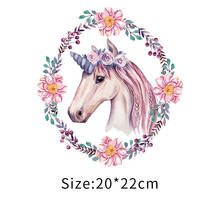 Unicorn Iron-on Transfers Patches For Clothing textile Vinyl Thermo Stickers Applique Diy Heat Transfer T shirt Stripes Clothes 2024 - buy cheap