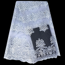 Pure white African Tulle Lace Fabric  French Lace Fabric Nigerian Embroidery Tulle Lace Fabric For Wedding Dress party 2024 - buy cheap