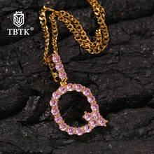 TBTK ожерелья для женщин 2020 Розовый Ледяной маленький размер CZ теннисная ссылка начальное ожерелье с буквами кулон кубический цирконий ювелирные изделия 2024 - купить недорого