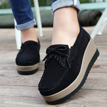 Spring Autumn Women Flats Suede Genuine Leather Shoes Lady Female Loafers Sweet Tassel Slip-ons Platform Moccasins 2024 - buy cheap