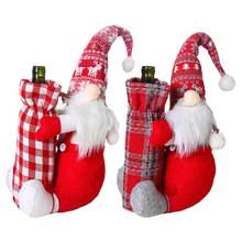 Рождественский чехол для винной бутылки с Санта-Клаусом гном, чехол для винной бутылки цвета шампанского, рождественские украшения для дома 2024 - купить недорого