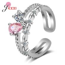 Anéis de prata esterlina 925, joias com design moderno e coração aberto para casamento, acessórios de joias finas femininas para presente 2024 - compre barato