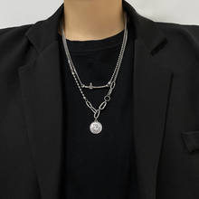 Vintage Multi-layer Coin Pendant Necklace For Women Punk Silver Color Fashion Couple Chain Necklaces Lovers' Jewelry Gift 2024 - buy cheap