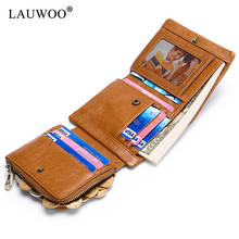 Lauwoo carteira masculina porta-cartões fashion alta qualidade estilo clássico carteira em couro legítimo masculina carteiras curtas 2024 - compre barato