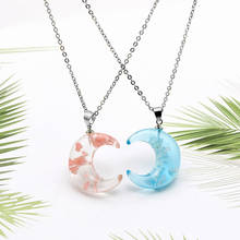 Fashion Blue Sky White Cloud Necklace Transparent Pink Moon Ball Pendants Silver Color Chains Necklaces For Women Men 2024 - buy cheap