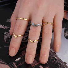 Anel de aço inoxidável geométrico, anéis de abertura para mulheres, joias para mulheres, dourado, acessórios de anéis para meninas 2024 - compre barato