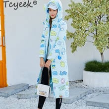 Tcyeek Winter Womens Down Jacket X-Long Down Coat Female Cute Print Thick 90% Duck Down Warm Clothes Hooded Jackets hiver LW1399 2024 - buy cheap