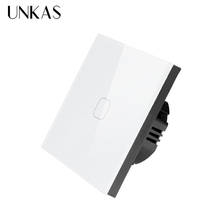 UNKAS 1 Gang 1 Way Touch Switch 220V EU Standard Wall Light Touch Screen Switch Crystal Glass Panel LED Light Touch Switch 2024 - buy cheap