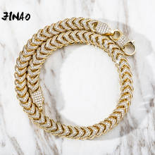 JINAO Hip Hop Skinny Link Cuban 12MM High Quality CZ Iced Out Chain With Lobster Claw Clasp Luxury Charm Jewelry For Women 2024 - buy cheap