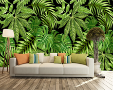 Personalizado 3d papel de parede estilo sudeste asiático verde palmeira folha arte 8d mural parede de fundo 2024 - compre barato