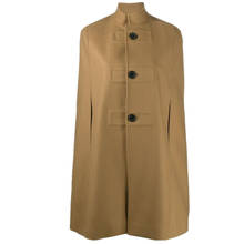 Abrigo con cuello levantado para mujer, capa de lana con una hilera de botones, ropa de invierno, novedad 2024 - compra barato