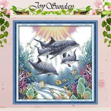 Dolphin Patterns Counted Cross Stitch 11CT 14CT Cross Stitch Set Wholesale Animal Cross-stitch Kits Embroidery Needlework 2024 - buy cheap