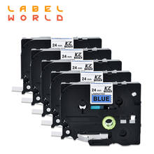 Label World 24mm TZe black on blue tze-551 label tape Compatible for brother P-TOUCH  label printer ribbon 5 PACK 2024 - buy cheap