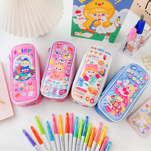 Storage bag large capacity pencil case cute cartoon student Japanese tie with compartment stationery 2024 - buy cheap