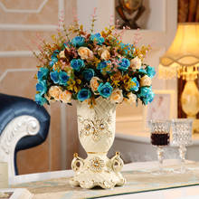Керамическая ваза в европейском стиле для украшения дома, домашнее украшение для гостиной, чайного столика, Цветочная композиция для обеденного стола, телевизора 2024 - купить недорого