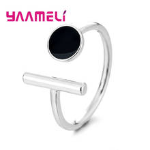 925 Sterling Silver Opening Adjustable Finger Ring New Fashion Black Enameled Statement Punk Bague Cool Party Accessory Jewelry 2024 - buy cheap