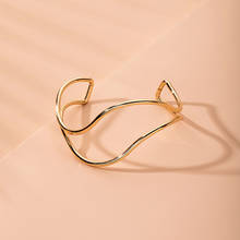 Tarcliy pulseira em forma de linha geométrica da moda, irregular, abertura de metal simples, pulseira minimalista ajustável para mulheres, joias 2024 - compre barato