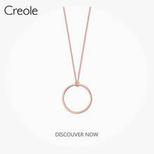 Link Chain Necklace Rose Gold Color Circle Large,2020 Spring Brand New 925 Sterling Silver Europe Trendy Carrier Gift For Women 2024 - buy cheap