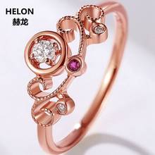 Женское Обручальное кольцо 14 к из розового золота с натуральными бриллиантами, обручальное кольцо с рубином, Винтажное кольцо в стиле арт-деко 2024 - купить недорого
