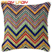 Latch Hook Cushion Diagonal Stripe Pillow Case Printed Color Canvas Acrylic Yarn Latched Hook Pillow Crochet Cushion Cover Kits 2024 - buy cheap