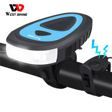 WEST BIKING велосипедный фонарь с колокольчиком 120 дБ велосипедный передний фонарь 3 режима 200 люмен USB зарядка фонарик Водонепроницаемые фары для велосипеда 2024 - купить недорого