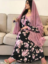 Eid Ramadan Mubarak-vestido Abaya de Dubái para mujer, Túnica holgada con estampado de flores, modesto, musulmán, islámico, árabe 2024 - compra barato