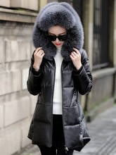 Jacket Leather Real Winter Coat Women Real Fox Fur Collar Down Jacket Women Sheepskin Coat Plus Size Veste Femme Z18067 2024 - buy cheap