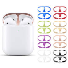 Adesivo protetor de pó para airpods 1 2, adesivo metálico para proteção de pele para apple airpods 1 caixa de carregamento, película protetora 2024 - compre barato