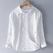 Suehaiwe-Camisa de algodón a rayas para hombre, camisas casuales de manga larga, de marca italiana, a la moda, tops blancos, 2020 2024 - compra barato