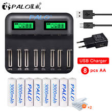 PALO 1.2V nimh AA rechargeable battery aa batteries 3000mAh + LCD charger for 1.2V AA AAA C D batteries 2024 - buy cheap