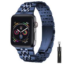 Correa de acero inoxidable para apple watch 6 5 4 se, pulsera mejorada de 44mm y 40mm para iwatch 3, 42mm y 38mm para hombre y mujer 2024 - compra barato