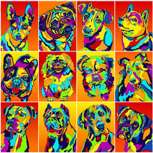 HUACAN Full Drill Square Diamond Painting Dog Mosaic Handmade Gift Embroidery Animal Home Decoration 2024 - buy cheap