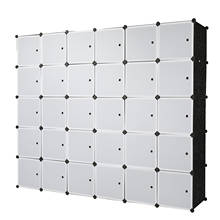 Estante de almacenamiento de cubo de plástico apilable, organizador de 30 cubos, diseño multiusos, armario Modular con 6 varillas colgantes, blanco y negro 2024 - compra barato