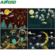 Azqsd pintura diamante quadrado cheio nova chegada lua árvore artesanal presente diamante bordado paisagem mosaico decoração para casa 2024 - compre barato