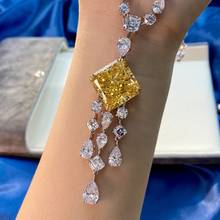 Collar de plata de ley S925 con Topacio de diamante de alto carbono para mujer, colgante de lujo, joyería nupcial para fiesta de boda 2024 - compra barato