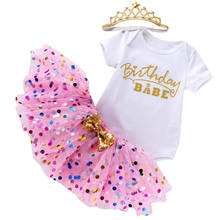 Conjunto de ropa de cumpleaños de princesa para bebé, falda de tutú para recién nacido, tops y Diadema, 3 piezas 2024 - compra barato