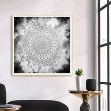 Mandala rosa, azul y negro, pinturas en lienzo, carteles e impresiones, sala de estar de pared para imágenes artísticas, decoración de la pared del hogar sin marco 2024 - compra barato