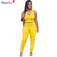 HAOOHU Sexy Two Piece Sets Women Autumn Tracksuit Crop Top Stacked Leggings Sweat Pants Suits Lounge Wear Outfits Urban Commute 2024 - buy cheap