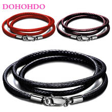 3pcs 1/1.5/ 2/3mm Necklace Cord Leather Waxed Cord Stainless Steel Lobster Clasp Connector Leather Rope Chain For DIY Jewelry 2024 - buy cheap