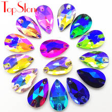 All Sizes Colored AB Teardrop Sew On Rhinestones Flatback 2 Holes Droplet Glass Sewing Crystal Beads 7x12,11x18,13x22,17x28mm 2024 - buy cheap