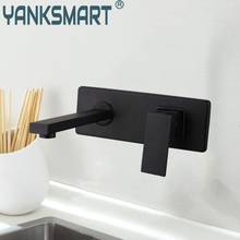 Grifo de lavabo montado en la pared para baño, columna de agua de latón negro, doble manguera, grifos de agua fría y caliente 2024 - compra barato