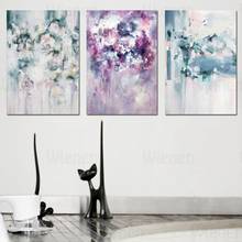 Dreamy decoração da parede mural pintura em aquarela azul roxo arte abstrata pintura da lona decoração casa arte da parede para sala de estar 2024 - compre barato