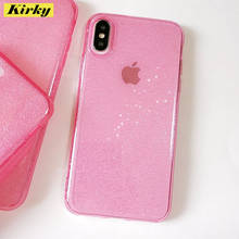 Capa de celular para iphone, capa da moda com glitter rosa, transparente, macia, à prova de choque, tpu, 11 pro, xr, xs max, 8, 7 plus, 6, x 2024 - compre barato